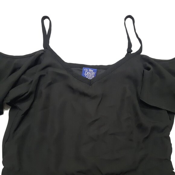 Disney Romper Womens Small Black Cold Shoulder Beauty And The Beast - Picture 10 of 16